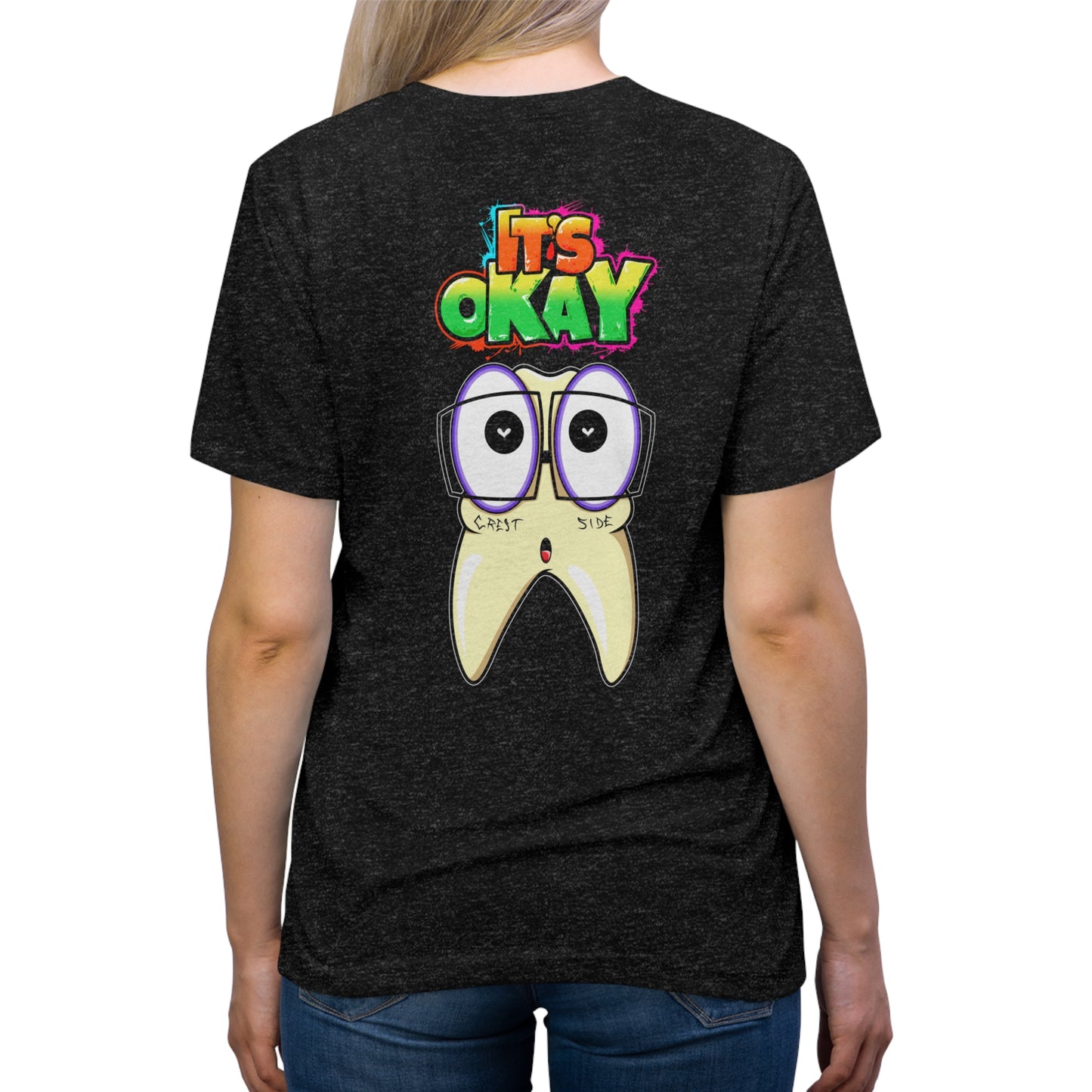 It's Okay Unisex Triblend Tee with Timmi The Tooth