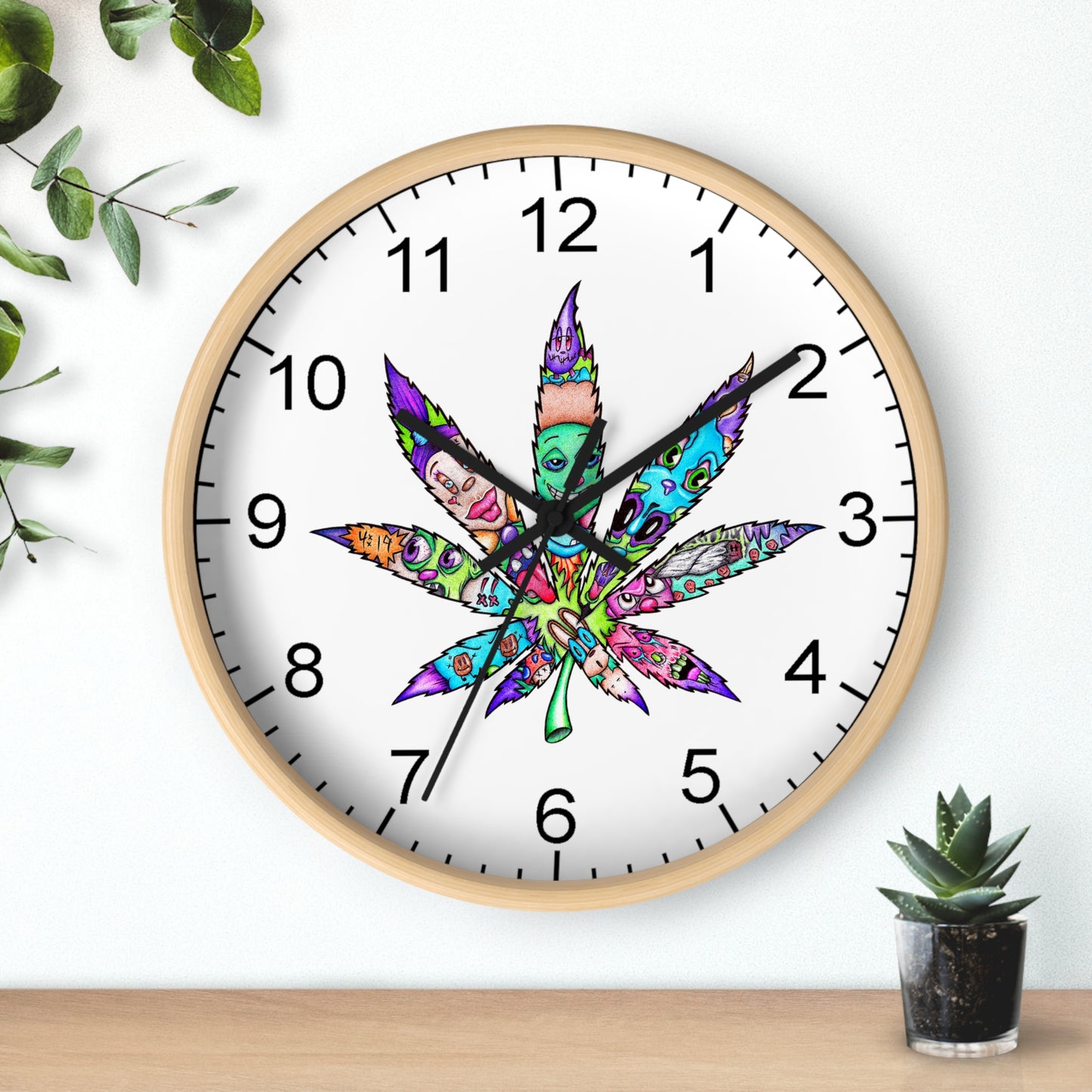 Cannabis leaf Wall Clock