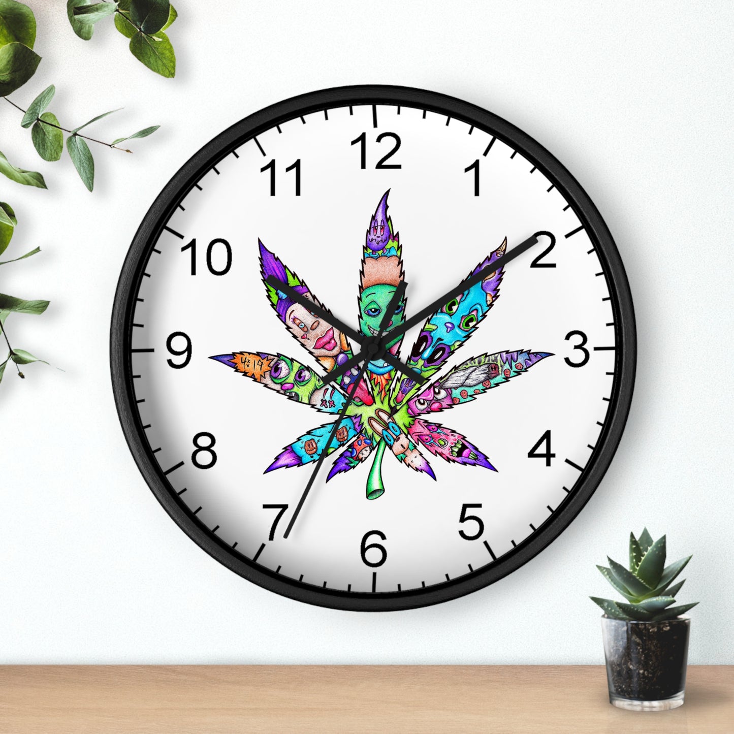 Cannabis leaf Wall Clock