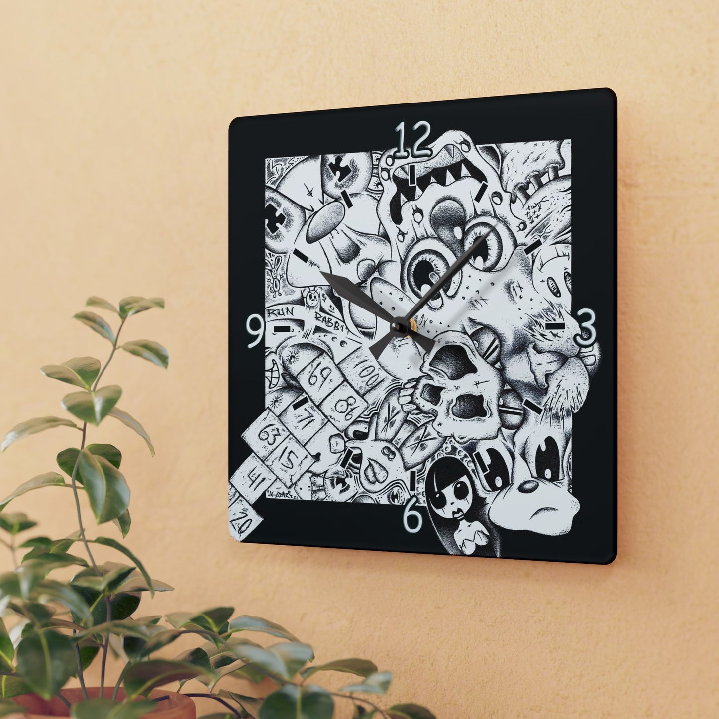 B&W Collage Acrylic Clock By Koshir