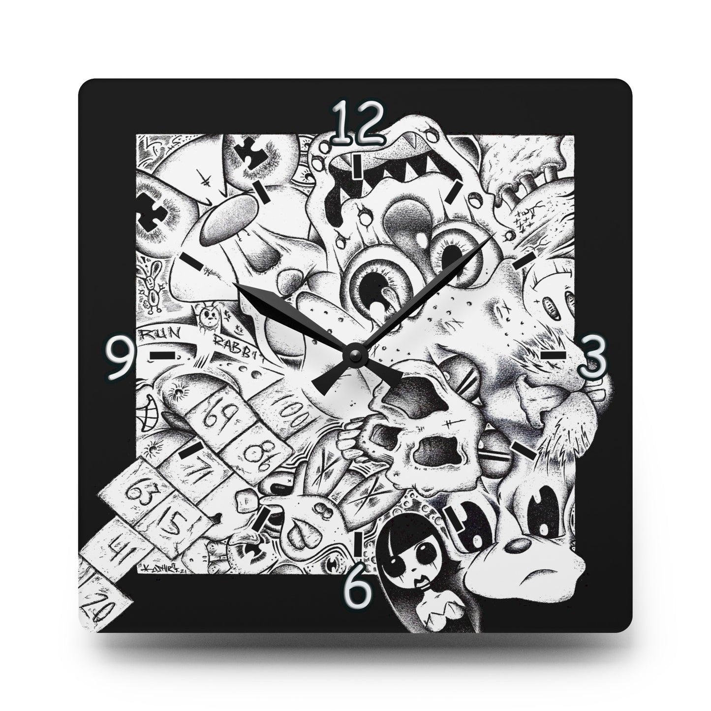 B&W Collage Acrylic Clock By Koshir