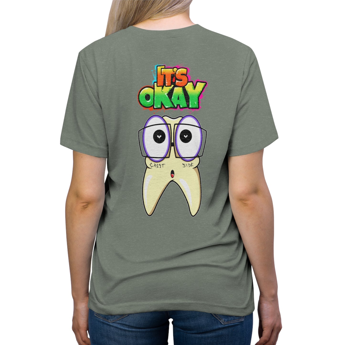 It's Okay Unisex Triblend Tee with Timmi The Tooth