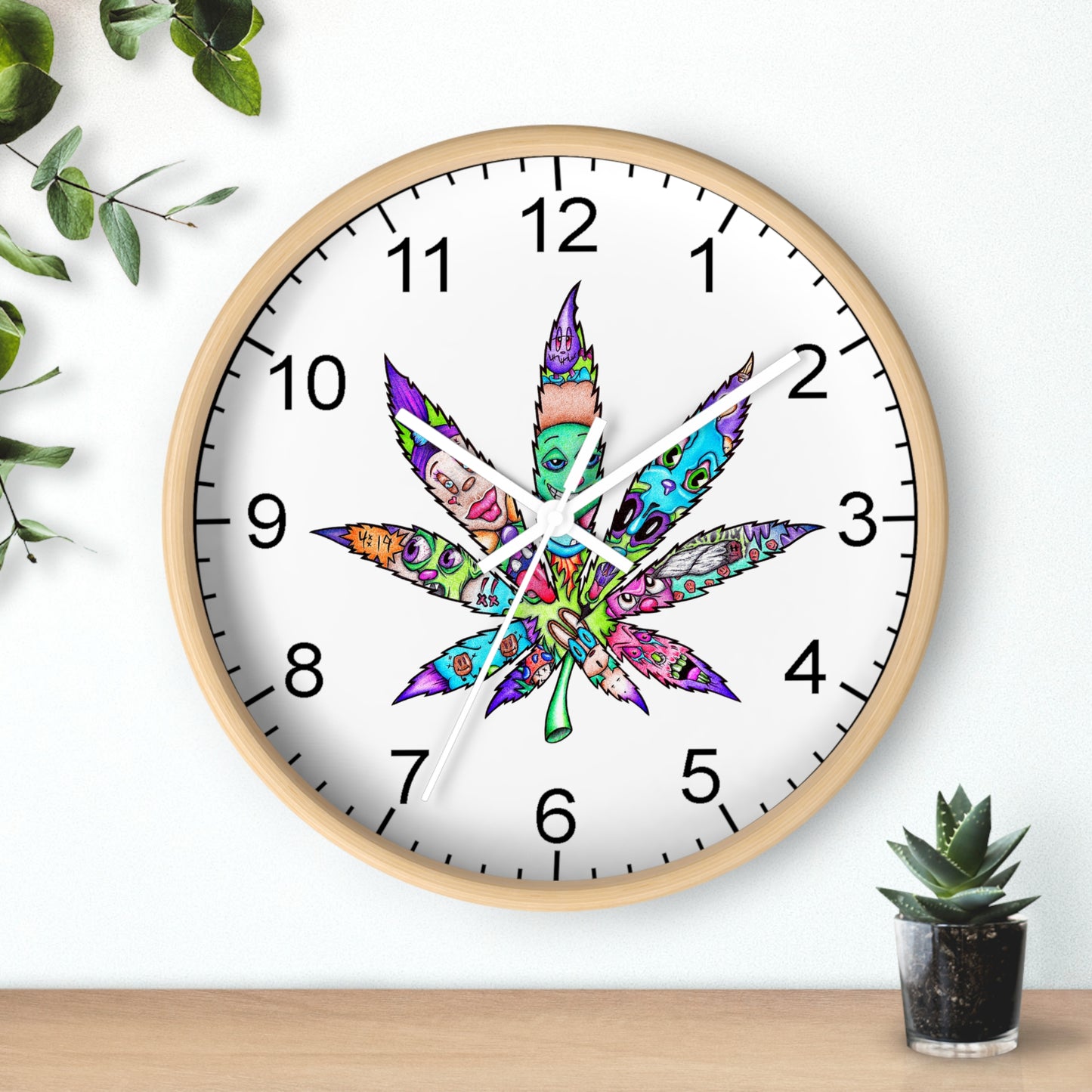 Cannabis leaf Wall Clock