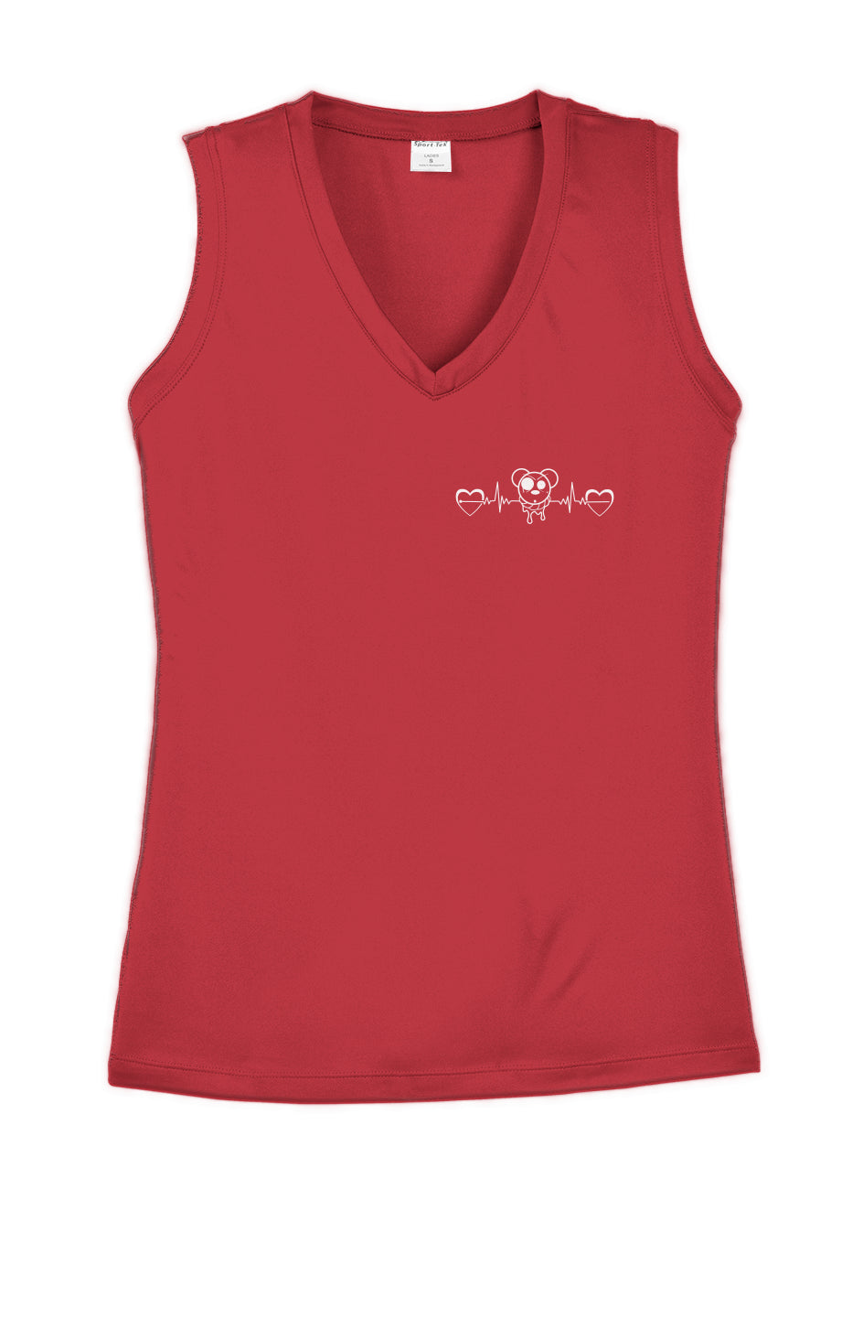 Ladies Competitor V-Neck Tee Heart EKG logo