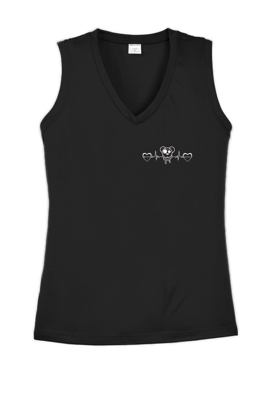 Ladies Competitor V-Neck Tee Heart EKG logo