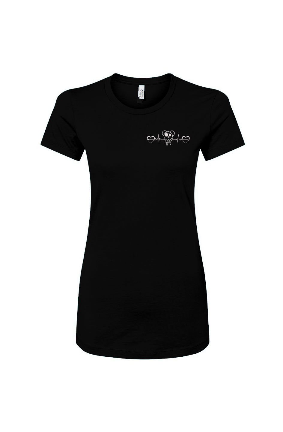 Women's Slim Fit Tee Heart EKG Black logo