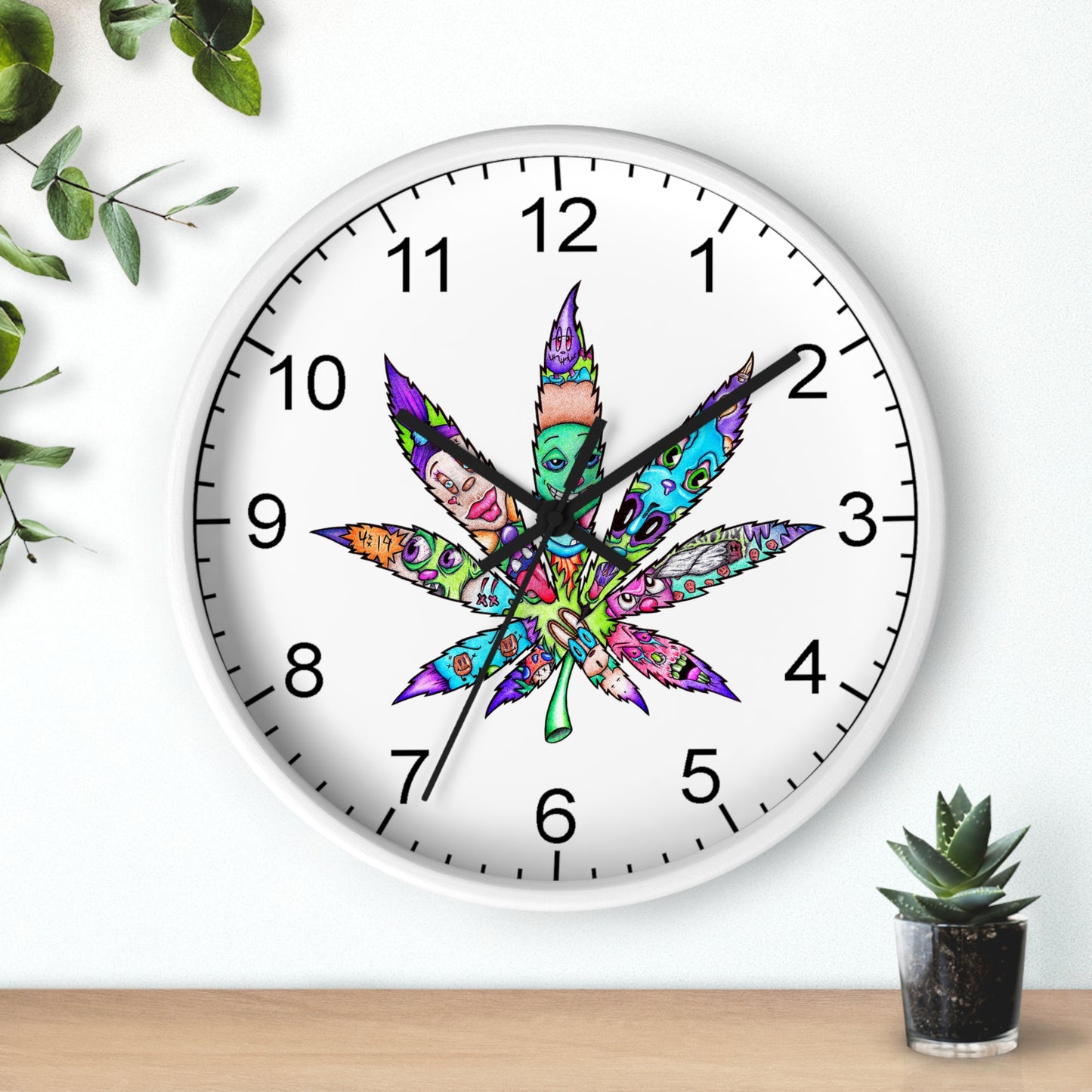 Cannabis leaf Wall Clock